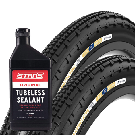 Panaracer Gravel King SK TLR Gravel Tyres With Stans 500ml Tubeless Sealant - Pair